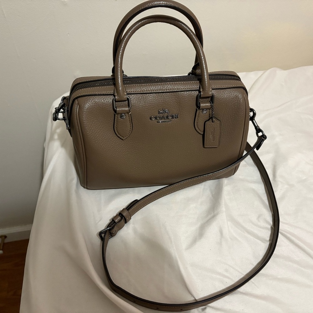 Coach-Rowan Satchel Crossbody (color-dark stone)